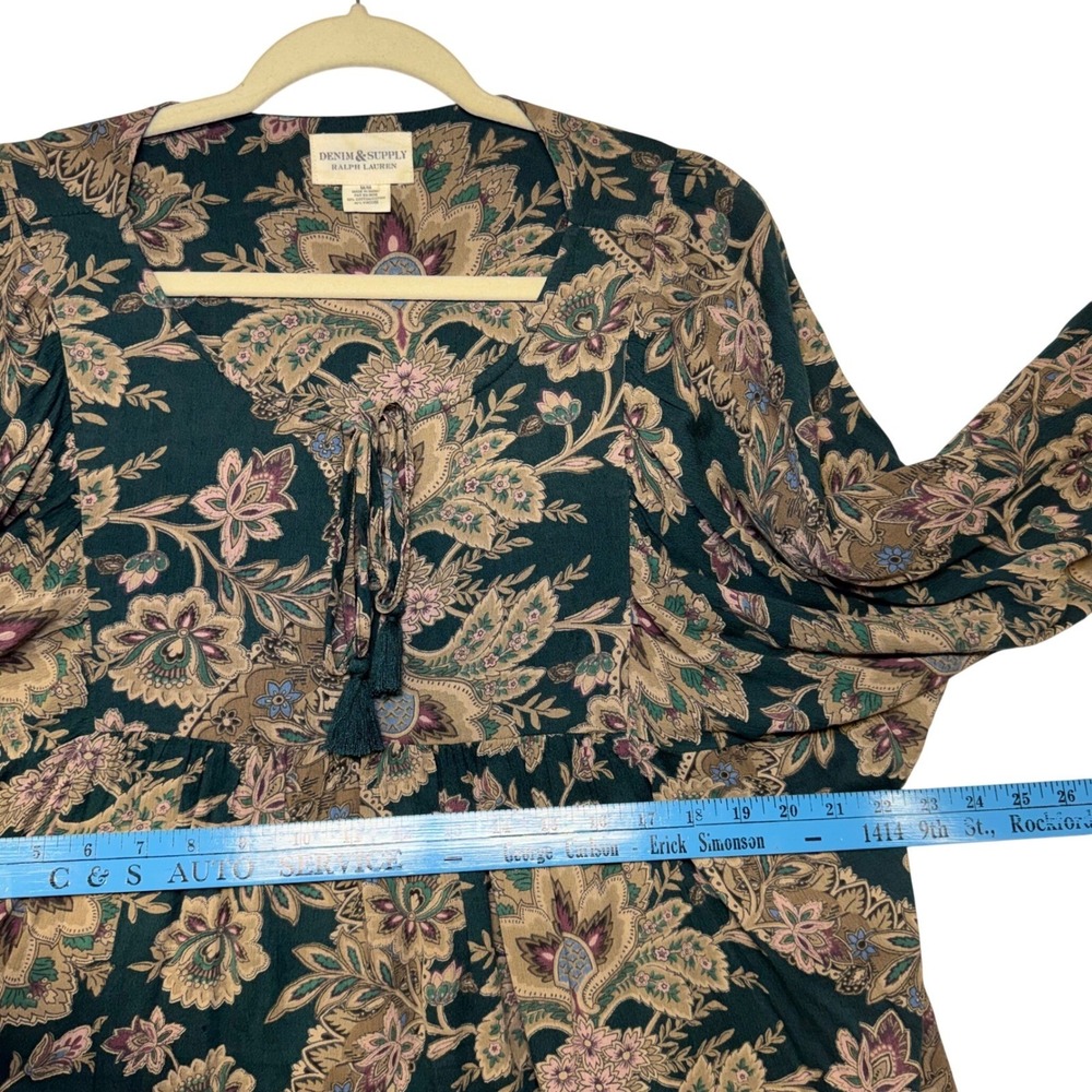 Denim & Supply Ralph Lauren Floral Paisley Tassel Peasant Blouse Boho Hippie M - Picture 5 of 9